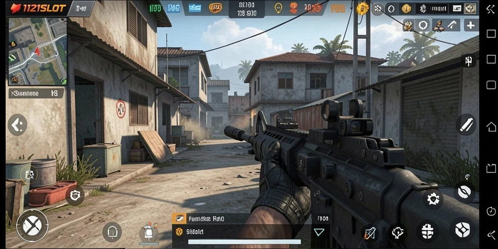 Tampilan gameplay seru dalam 1121SLOT dengan aksi tembak-menembak yang intens.