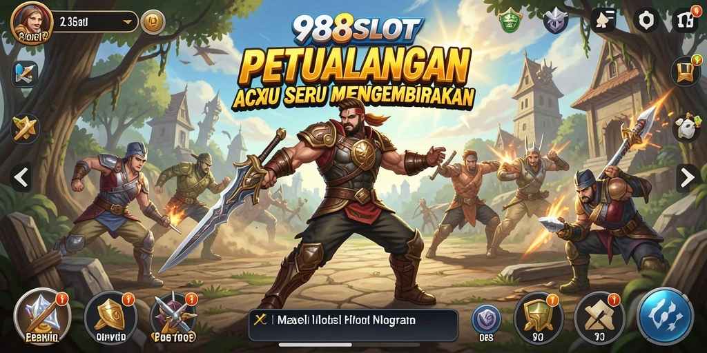 Screenshot 988SLOT menampilkan aksi seru dan karakter dinamis.