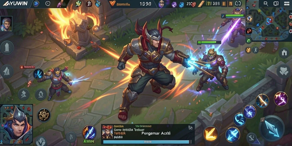 Tangkapan layar gameplay AYUWIN yang menampilkan aksi seru dan tim yang berstrategi.