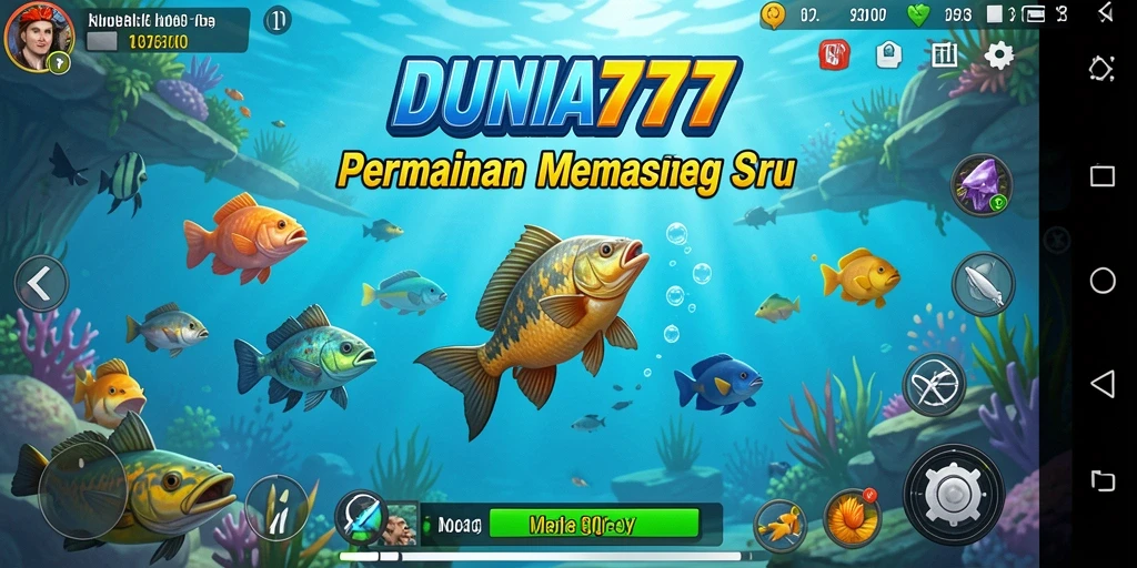 Screenshot gameplay DUNIA777 menunjukkan pengalaman memancing yang intens.