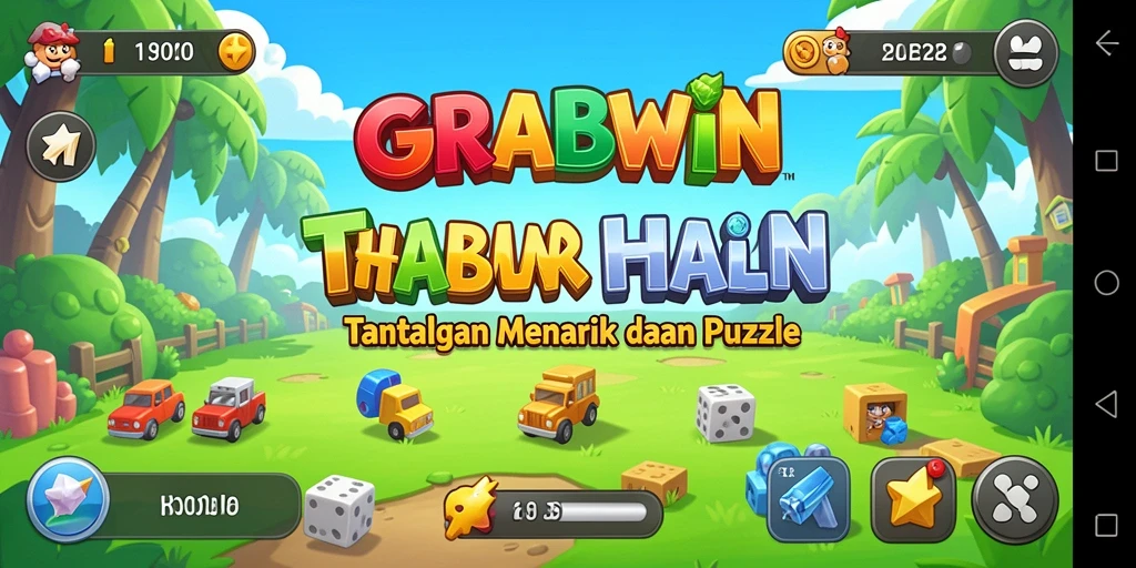 Tampilan gameplay menarik dari GRABWIN dengan berbagai teka-teki.