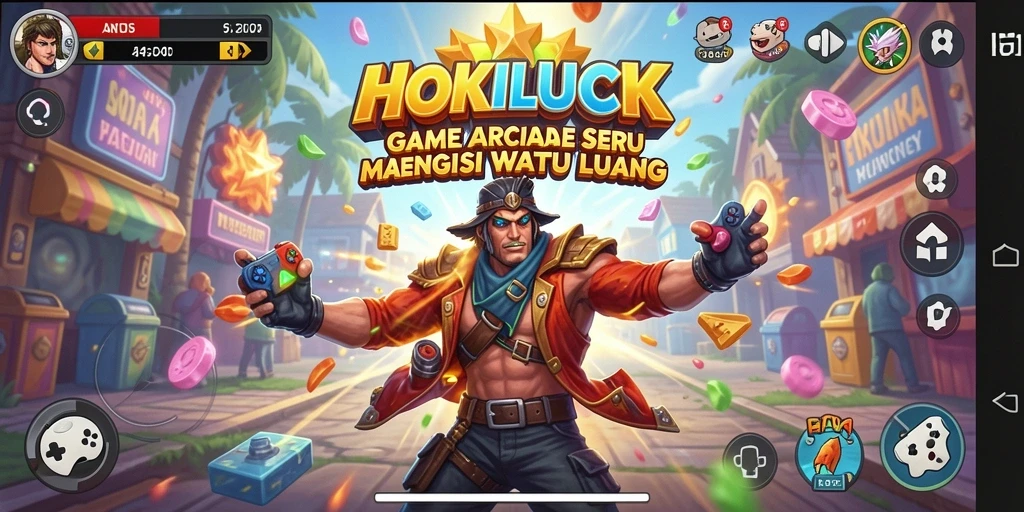 Tampilan utama gameplay HOKILUCK dengan karakter utama yang aktif.
