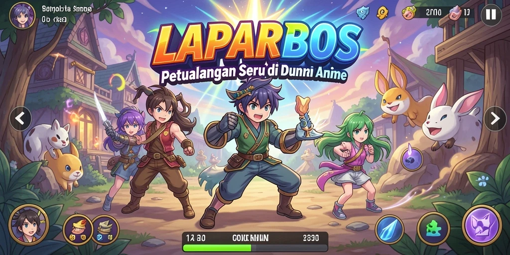 Tampilan gameplay LAPARBOS menampilkan karakter anime yang menakjubkan dalam aksi.