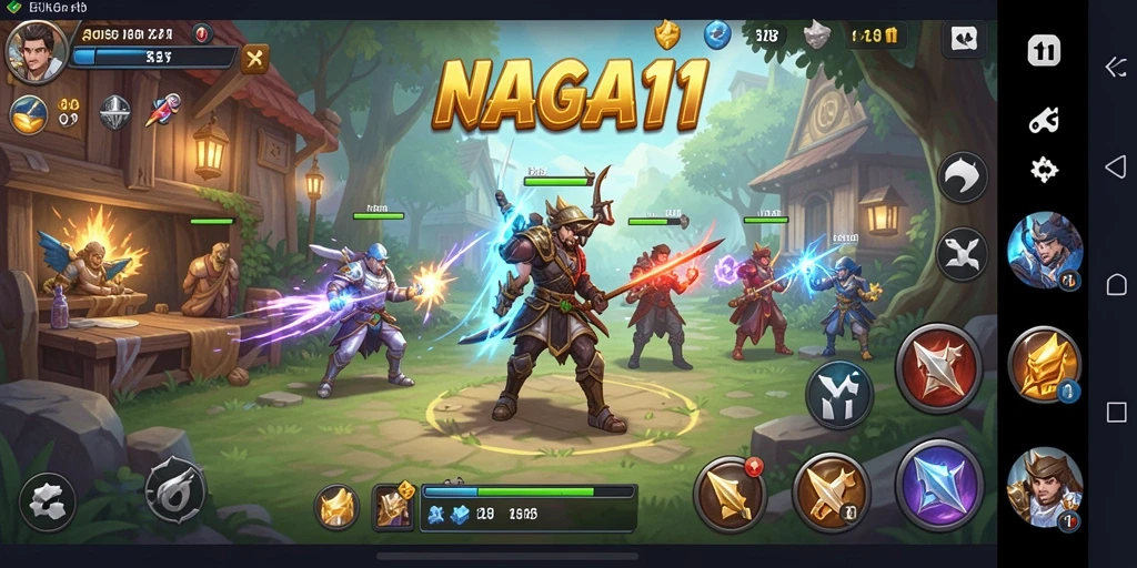 Tangkapan layar NAGA11 menampilkan karakter sedang beraksi dalam gameplay Idle.
