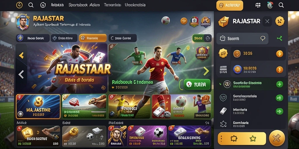 Tampilan gameplay menarik dari aplikasi RAJASTAR saat taruhan olahraga.