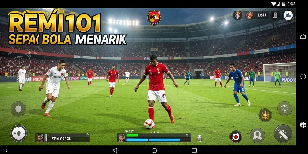 Tampilan gameplay <strong>REMI101</strong> yang menakjubkan saat pertarungan di lapangan sepak bola.